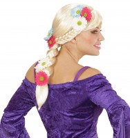 Perücke Flechtzopf Mit Blumen Blond