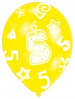 Vorschau: 6 bunte Luftballons 5.Geburtstag 27,5cm
