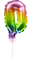 Regenbogen Tortendeko Ballon Zahl 0