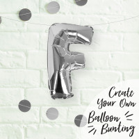 Silberner F Buchstaben Folienballon 40cm