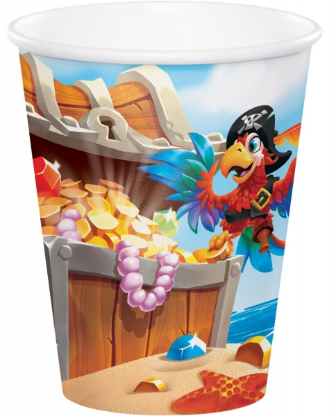 8 Piraten Crew Pappbecher 256ml