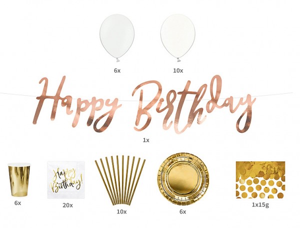 Happy Birthday Party Set 60-teilig gold