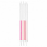12 Riesen Tortenkerzen rosa-weiß 16cm
