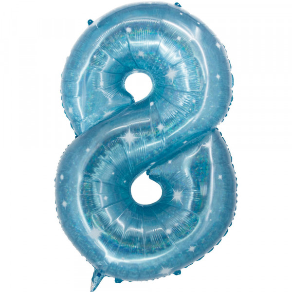 Holografische Zahl 8 aqua 1,01m
