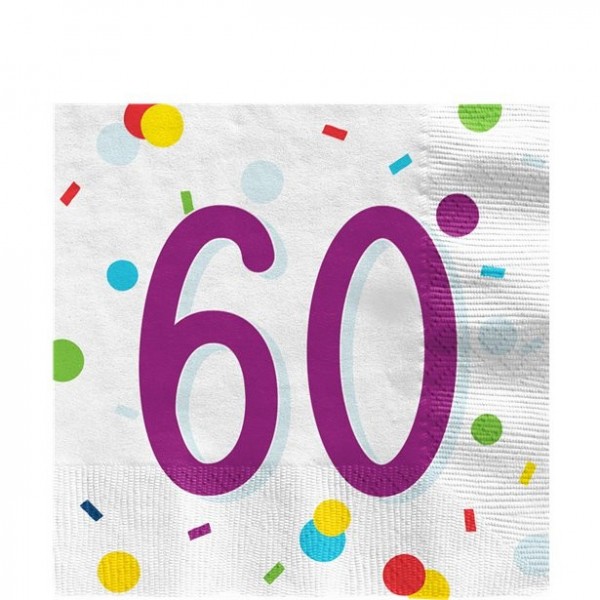 60. Geburtstag Konfetti Servietten 33cm