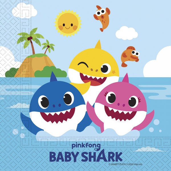 20 FSC Baby Shark Servietten 33cm