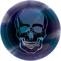 8 Shimmer Skull Halloween Teller 23cm