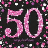 16 Pink 50th Birthday Servietten 33cm