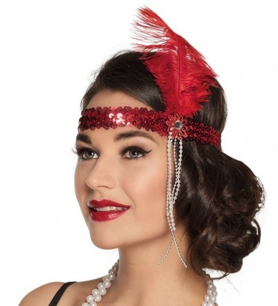 Rotes 20er Jahre Pailletten Stirnband Suzie