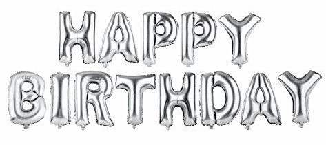 Folienballon Happy Birthday Set silber 35cm