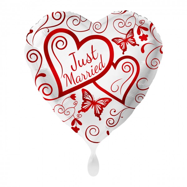 Just Married Herz Folienballon butterfly 43cm