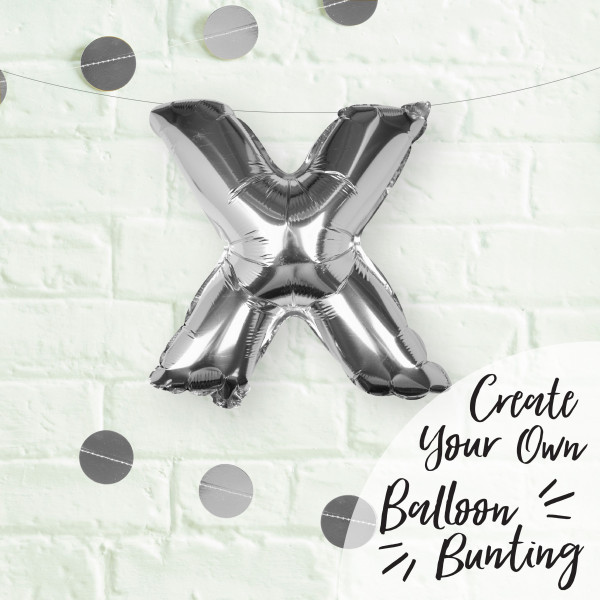 Silberner X Buchstaben Folienballon 40cm