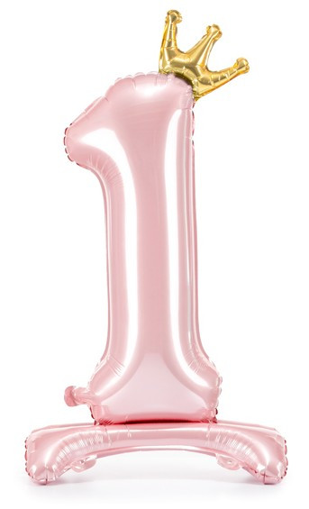 Hellrosa stehender Folienballon Zahl 1