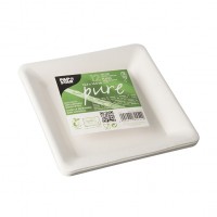 Vorschau: 12 Zuckerrohr Teller Aida eckig 15,5 x 15,5cm