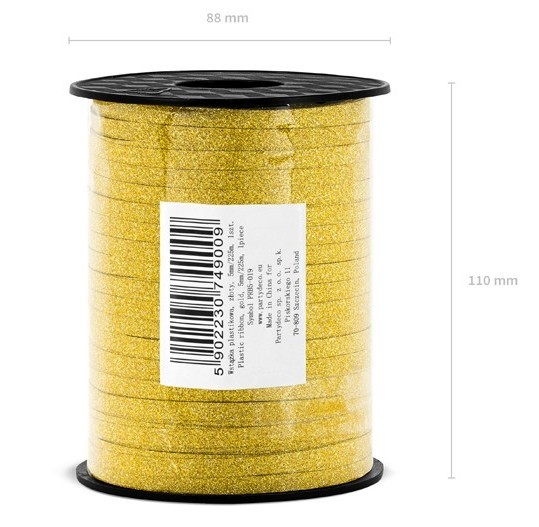 Glitzer Geschenkband in Gold 225m 2