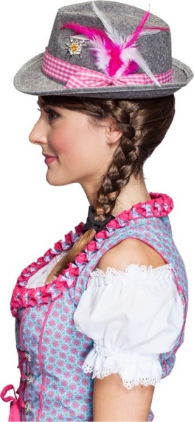 Bayrischer Trachtenhut Antonella Grau-Pink 3