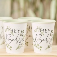 8 Botanical Babyparty Pappbecher 266ml
