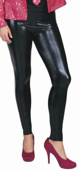 Enganliegende Glänzende Schwarze Damenleggings