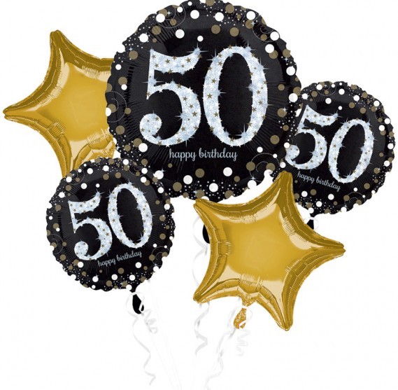 Golden 50th Birthday Ballon Bouquet 5-teilig