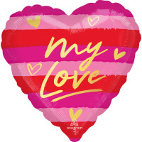 Gestreifter My Love Herzballon 45cm