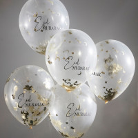 5 Gold Moon Eid Mubarak Konfetti Latexballons 30cm