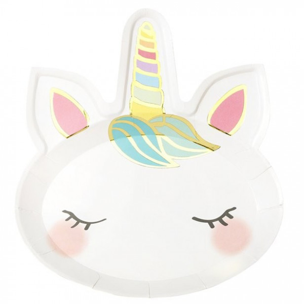 8 Blushing Unicorn Pappteller 21 x 22cm