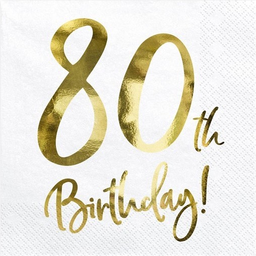 20 Glossy 80th Birthday Servietten 33cm