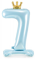 Babyblue Zahl 7 stehender Folienballon