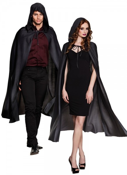 Obscuritas Cape mit Kapuze schwarz-grau