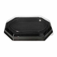 Vorschau: 10 PET Servierplatten eckig schwarz 45cm x 30cm