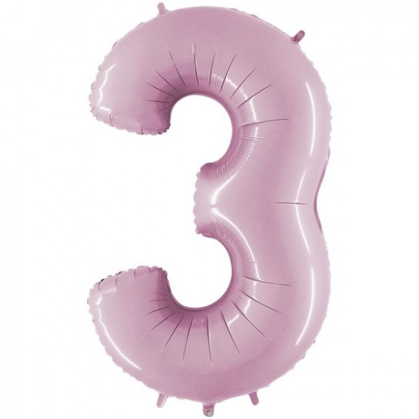 Folienballon Zahl 3 pastellrosa 102cm