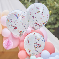Vorschau: 3 Bunte shred Konfetti Ballons 46cm