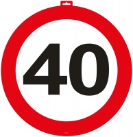 Verkehrsschild 40 Wandbild 26cm