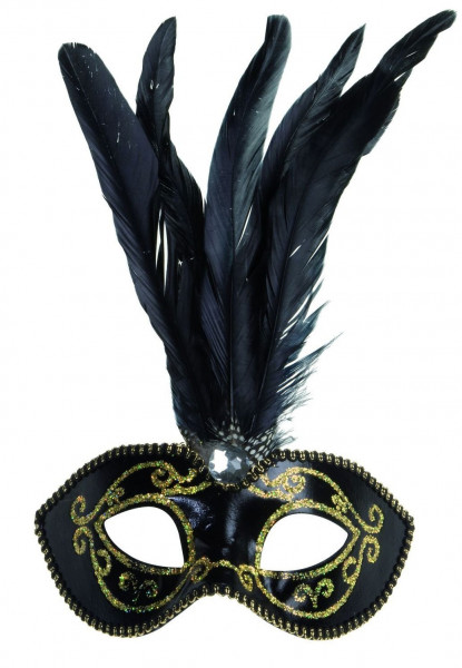 Elegante Venezianische Federmaske Schwarz