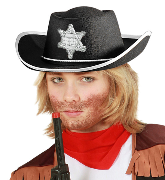 Svart sheriff cowboyhatt för barn
