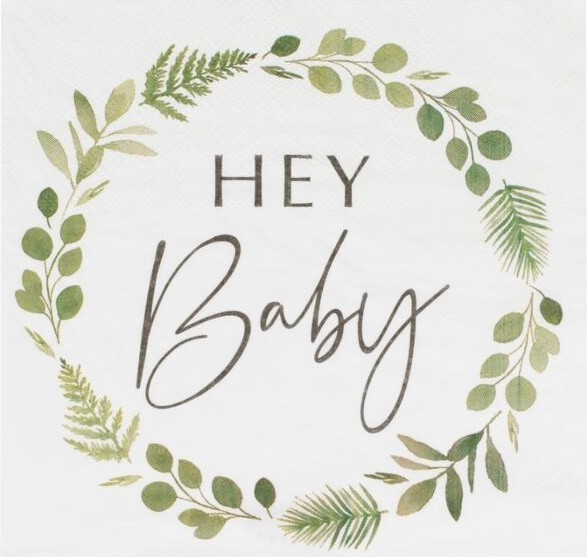 16 Botanical Babyparty Servietten 18 x 17cm