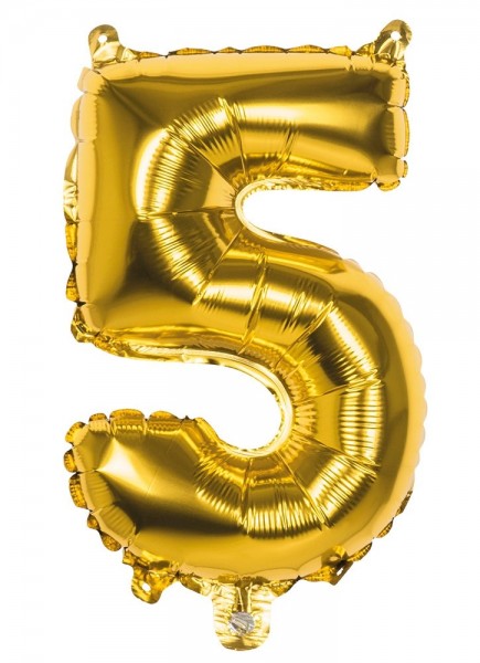 Folienballon Zahl 5 gold metallic 36cm