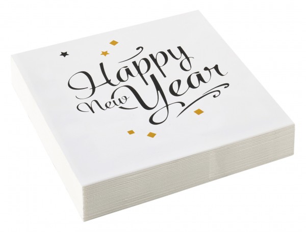 20 Golden New Year Servietten 33cm