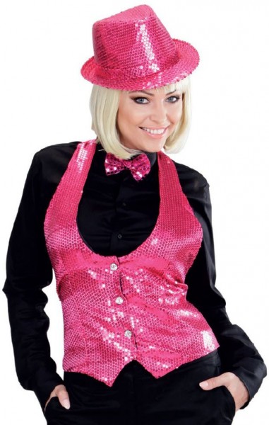 Pinke Party Pailletten Damenweste