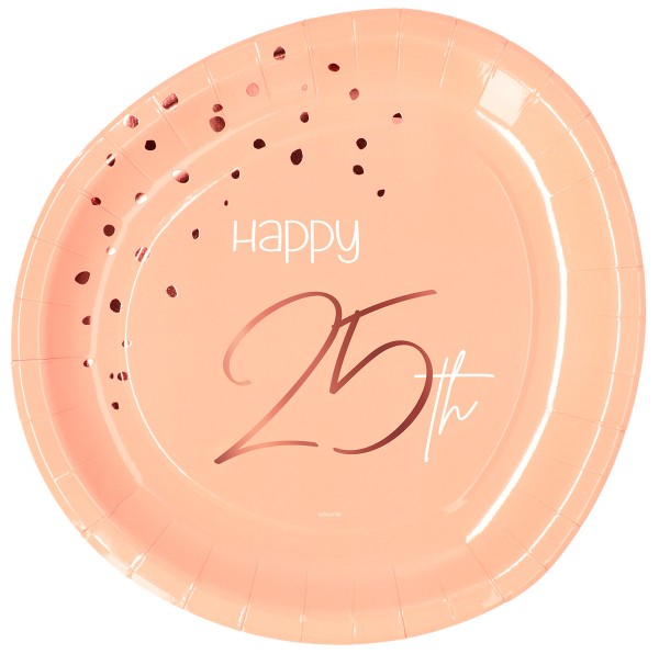 8 Rosy Blush 25th Birthday Pappteller 23cm