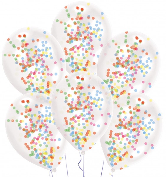6 Poppi Konfetti Ballons bunt