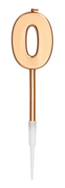 Elegant Blue Zahlenkerze 0 bronze 14cm