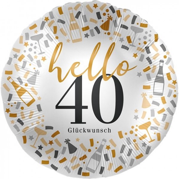Hello 40 Glückwunsch Folienballon 46cm