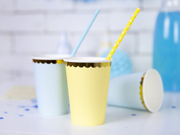 6 Candy Party Pappbecher gelb 220ml 2