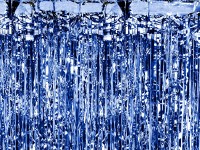 Blauer Lametta Partyvorhang 90 x 250cm