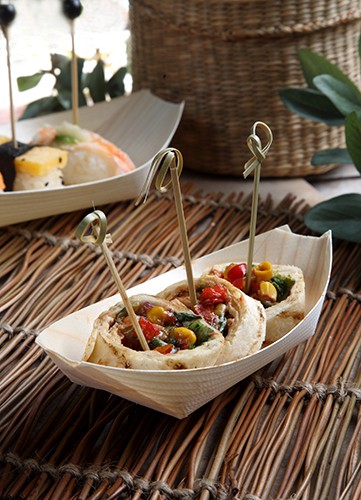 50 Holz Fingerfood Schalen Schiffchen 16,5 x 8,5cm