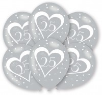 6 Lovely 25th Anniversary Latexballons