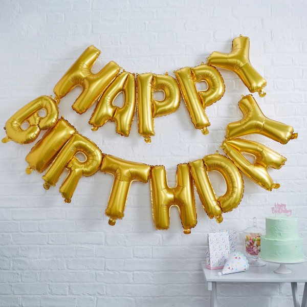 Goldener Mix & Match Happy Birthday Folienballon 2