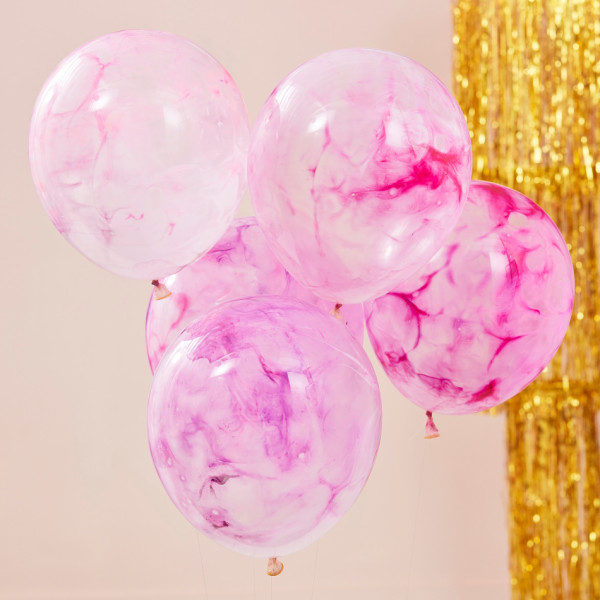 5 DIY Pink marmorierte Ballons