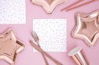 Vorschau: 6 Roségold metallic Stern Pappteller 18cm